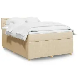 Atsperu Gulta Ar Matraci, Krēmkrāsas, 140X200 Cm, Audums Vidaxl