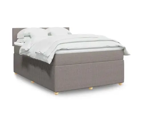 Atsperu Gulta Ar Matraci, Pelēkbrūns, 160X200 Cm, Audums Vidaxl