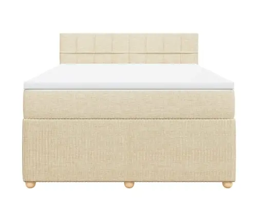 Atsperu Gulta Ar Matraci, Krēmkrāsas, 160X200 Cm, Audums Vidaxl