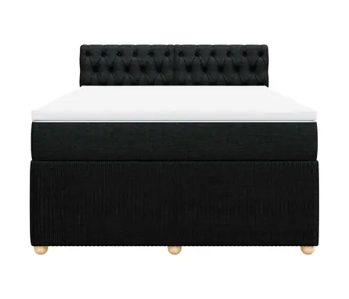 Lova Su Spyruoklėmis Ir Čiužiniu, Juoda, 160X200 cm Audinys