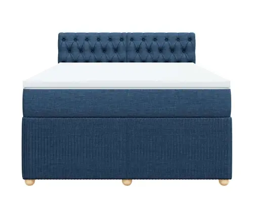 Lova Su Spyruoklėmis Ir Čiužiniu, Mėlyna, 160X200 cm Audinys