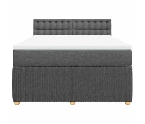 Atsperu Gulta Ar Matraci, Tumši Pelēks, 160X200 Cm, Audums Vidaxl