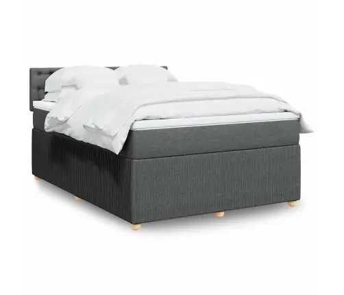 Atsperu Gulta Ar Matraci, Tumši Pelēks, 160X200 Cm, Audums Vidaxl