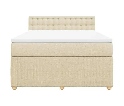 Atsperu Gulta Ar Matraci, Krēmkrāsas, 160X200 Cm, Audums Vidaxl