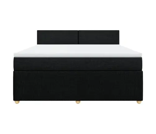 Lova Su Spyruoklėmis Ir Čiužiniu, Juoda, 180X200 cm Audinys