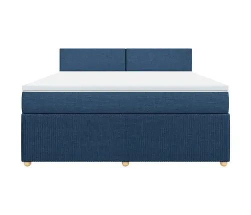 Lova Su Spyruoklėmis Ir Čiužiniu, Mėlyna, 180X200 cm Audinys