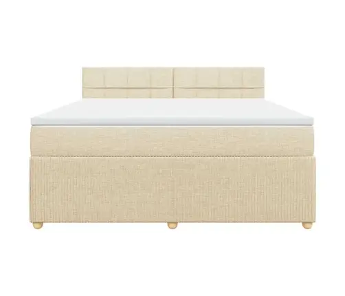 Lova Su Spyruoklėmis Ir Čiužiniu, Kreminė, 180X200 cm Audinys