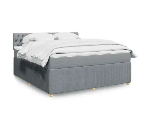 Atsperu Gulta Ar Matraci, Gaiši Pelēka Audums, 180X200 Cm Vidaxl