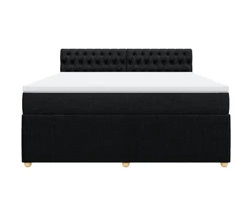 Lova Su Spyruoklėmis Ir Čiužiniu, Juoda, 180X200 cm Audinys