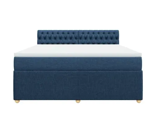 Lova Su Spyruoklėmis Ir Čiužiniu, Mėlyna, 180X200 cm Audinys