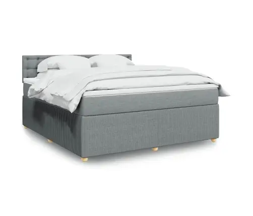 Lova Su Spyruoklėmis Ir Čiužiniu, Pilka, 180X200cm Audinys