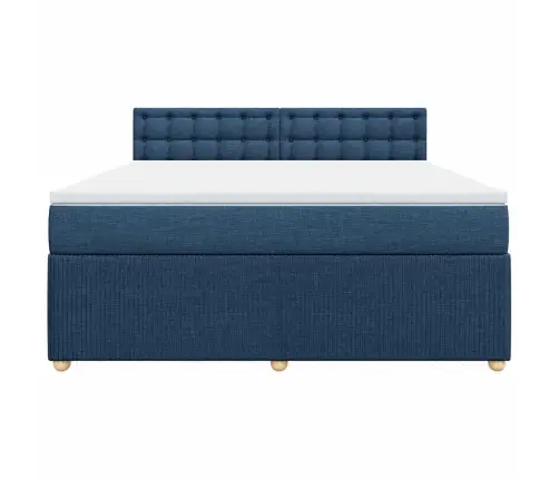 Atsperu Gulta Ar Matraci, Zils, 180X200 Cm, Audums Vidaxl