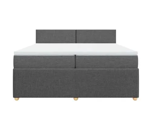 Atsperu Gulta Ar Matraci, Tumši Pelēka Audums, 200X200Cm Vidaxl