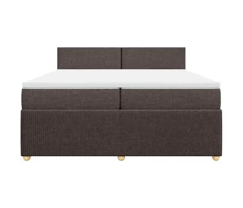 Atsperu Gultas Rāmis Ar Matraci, Tumši Brūna, 200X200Cm, Audums Vidaxl