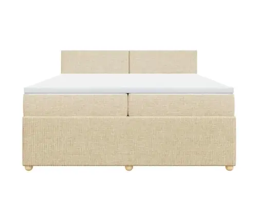 Atsperu Gultas Rāmis Ar Matraci, Krēmkrāsas Audums, 200X200 Cm Vidaxl