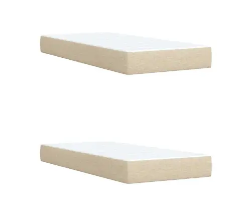 Atsperu Gultas Rāmis Ar Matraci, Krēmkrāsas Audums, 200X200 Cm Vidaxl