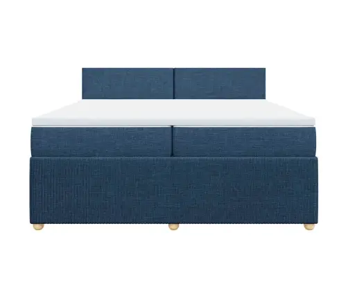 Lova Su Spyruoklėmis Ir Čiužiniu, Mėlyna, 200X200 cm Audinys