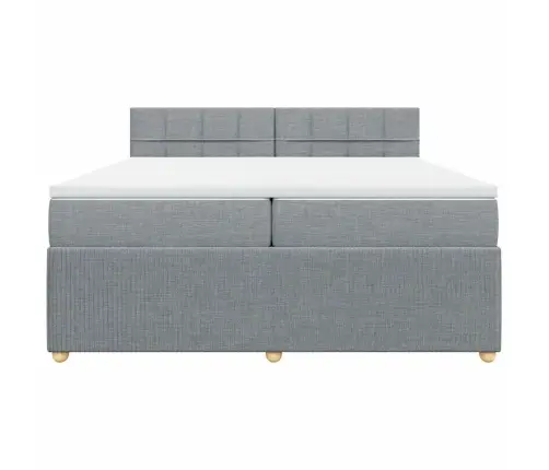 Atsperu Gulta Ar Matraci, Gaiši Pelēka Audums, 200X200Cm Vidaxl