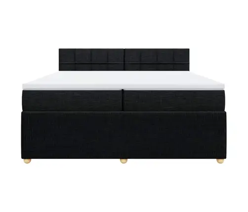 Atsperu Gultas Rāmis Ar Matraci, Melna Audums, 200X200 Cm Vidaxl