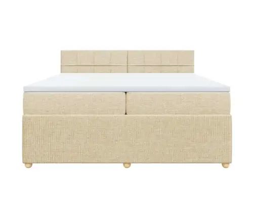 Lova Su Spyruoklėmis Ir Čiužiniu, Kreminė, 200X200 cm Audinys