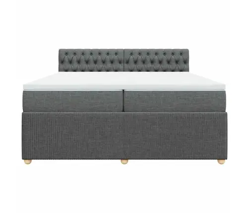 Atsperu Gulta Ar Matraci, Tumši Pelēka Audums, 200X200Cm Vidaxl