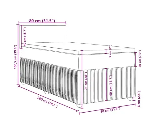 Atsperu Gulta Ar Matraci, Tumši Pelēka Samts, 80X200 Cm Vidaxl