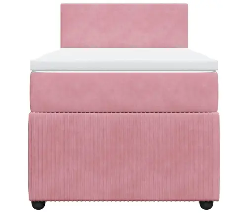 Atsperu Gulta Ar Matraci, Rozā Samts, 80X200 Cm Vidaxl