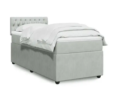 Atsperu Gulta Ar Matraci, Gaiši Pelēka Samts, 80X200 Cm Vidaxl