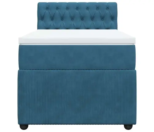 Atsperu Gulta Ar Matraci, Zils Samts, 80X200 Cm Vidaxl