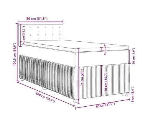 Atsperu Gulta Ar Matraci, Tumši Pelēka Samts, 80X200 Cm Vidaxl
