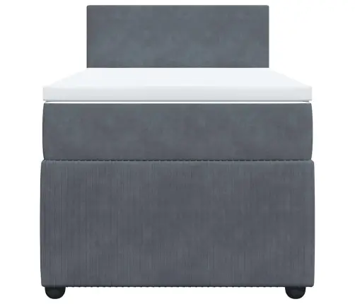 Atsperu Gulta Ar Matraci, Tumši Pelēka Samts, 90X190 Cm Vidaxl