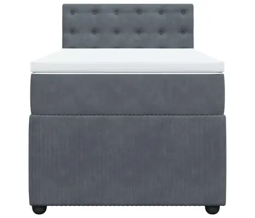 Atsperu Gulta Ar Matraci, Tumši Pelēka Samts, 90X190 Cm Vidaxl