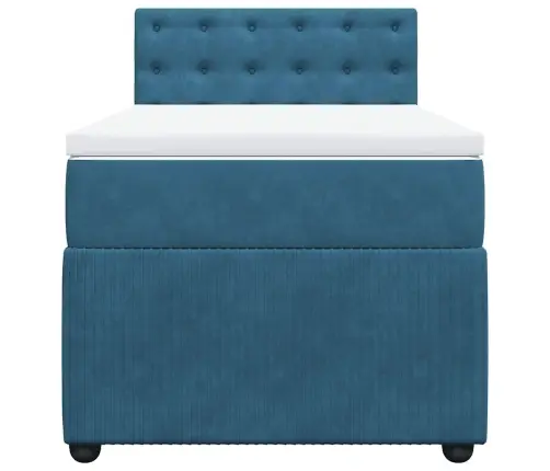 Atsperu Gulta Ar Matraci, Zils Samts, 90X190 Cm Vidaxl