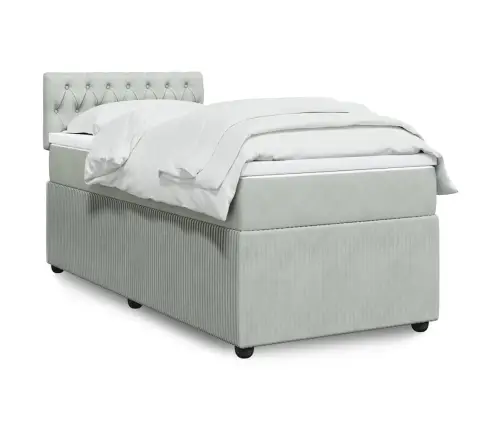 Atsperu Gulta Ar Matraci, Gaiši Pelēka Samts, 90X190 Cm Vidaxl