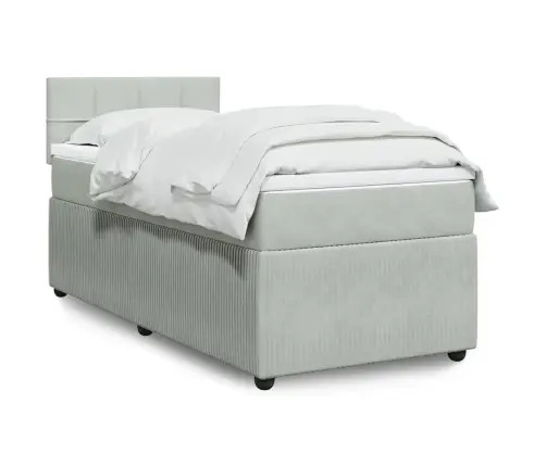 Kontinentaalvoodi Madratsiga, Helehall, 90X190 cm Samet