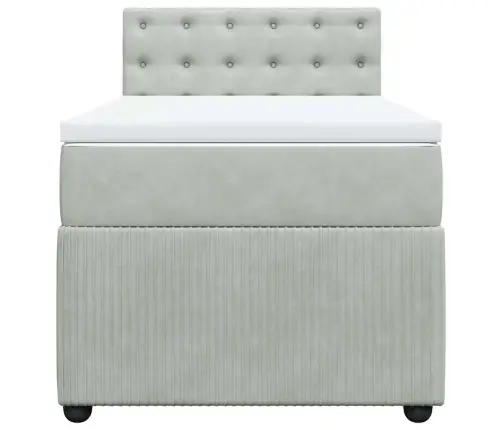 Lova Su Spyruoklėmis Ir Čiužiniu, Pilka, 90X200 cm Aksomas