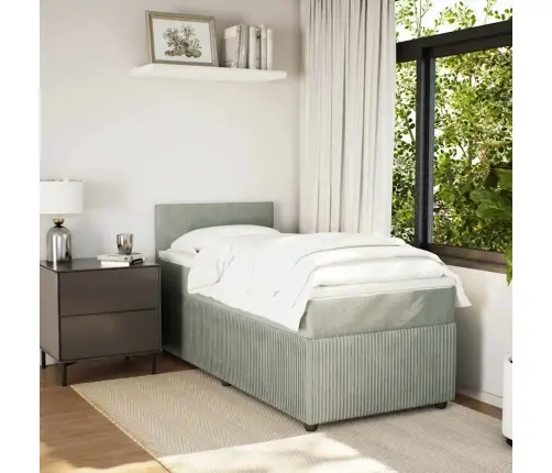 Atsperu Gulta Ar Matraci, Gaiši Pelēka Samts, 100X200 Cm Vidaxl