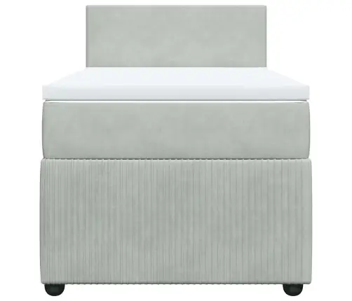 Atsperu Gulta Ar Matraci, Gaiši Pelēka Samts, 100X200 Cm Vidaxl