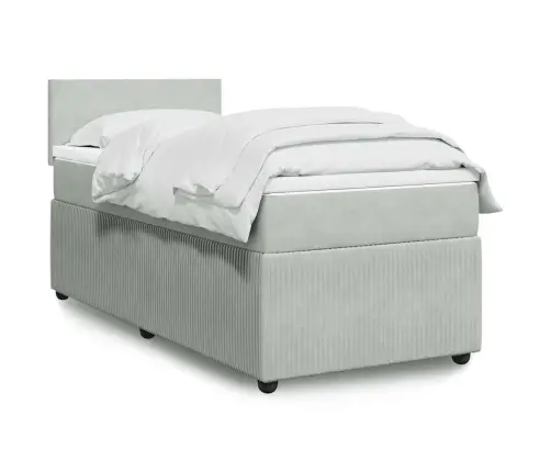 Atsperu Gulta Ar Matraci, Gaiši Pelēka Samts, 100X200 Cm Vidaxl