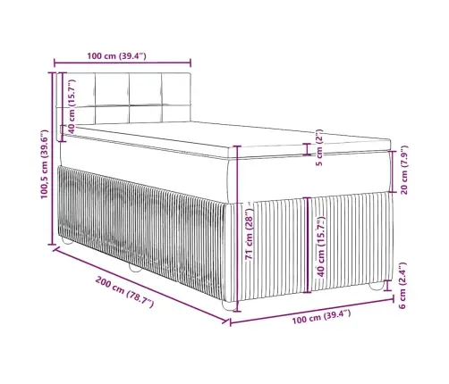 Kontinentaalvoodi Madratsiga, Must, 100X200 cm Samet