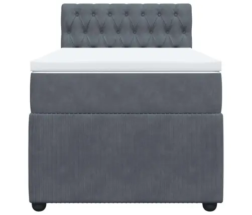 Atsperu Gulta Ar Matraci, Tumši Pelēka Samts, 100X200 Cm Vidaxl