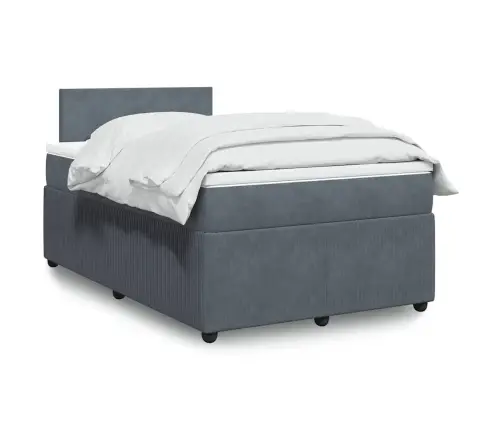 Lova Su Spyruoklėmis Ir Čiužiniu, Pilka, 120X190cm Aksomas