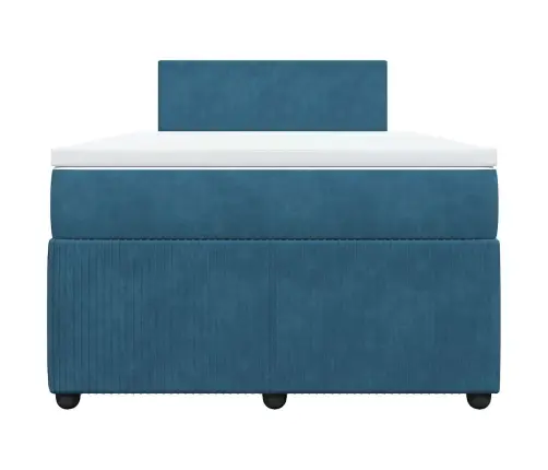 Atsperu Gulta Ar Matraci, Zils Samts, 120X190 Cm Vidaxl