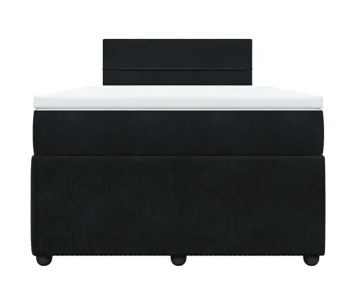 Lova Su Spyruoklėmis Ir Čiužiniu, Juoda, 120X190cm Aksomas