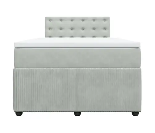 Atsperu Gulta Ar Matraci, Gaiši Pelēka Samts, 120X190 Cm Vidaxl