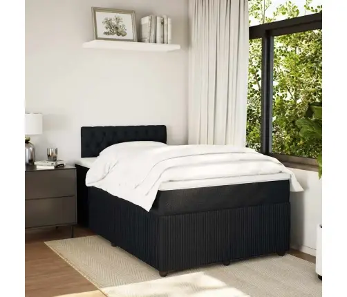 Atsperu Gulta Ar Matraci, Melna Samts, 120X200 Cm Vidaxl