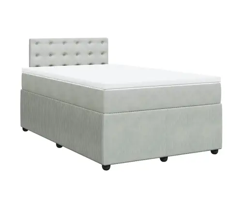 Atsperu Gulta Ar Matraci, Gaiši Pelēka Samts, 120X200 Cm Vidaxl