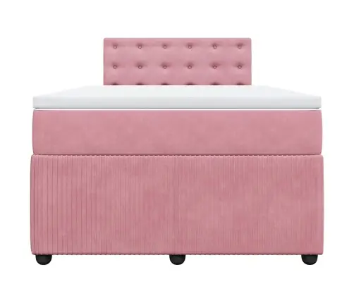 Atsperu Gulta Ar Matraci, Rozā Samts, 120X200 Cm Vidaxl