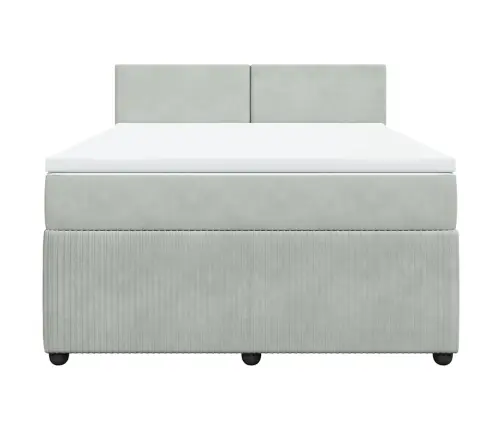 Atsperu Gulta Ar Matraci, Gaiši Pelēka Samts, 140X190 Cm Vidaxl