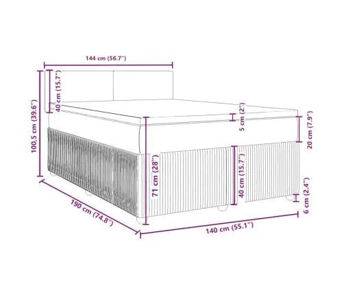 Atsperu Gulta Ar Matraci, Zils Samts, 140X190 Cm Vidaxl
